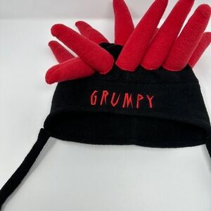 Grumpy Jester Hat Disneyland Resort Black and Red with Ties Adult One Size